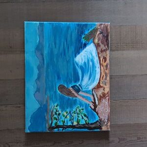 Serenity by the Lake - Hand-Painted Acrylic Painting On Canvas. New